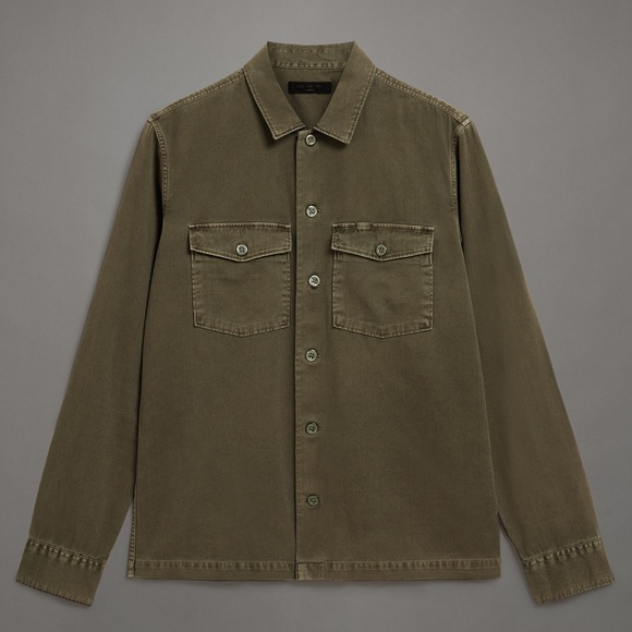 NEW Allsaints Mens Shirt SPOTTER military Medium With Tags Cargo Green - Picture 2 of 9